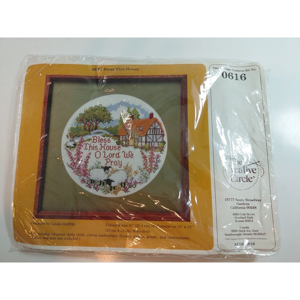 The Creative Circle 0616 Bless This House Counted Cross Stitch Kit 10" Round